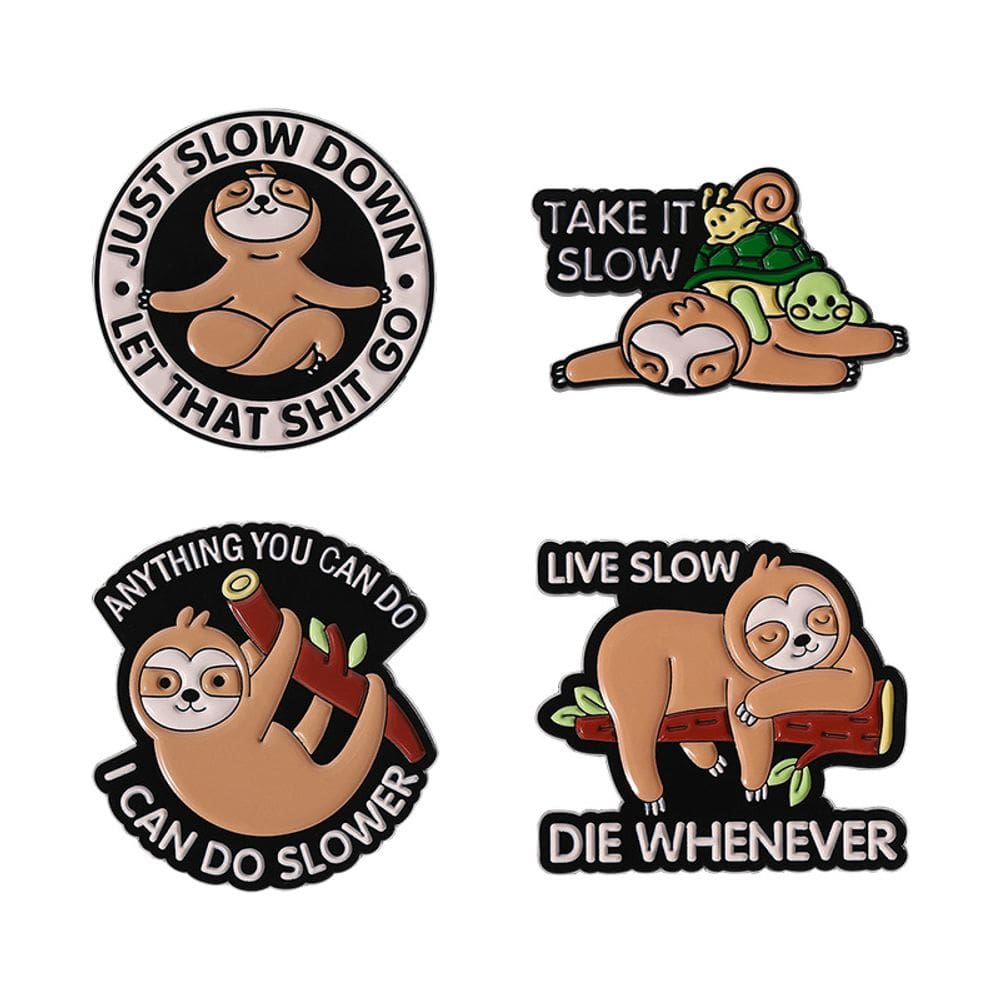 Conjunto de broches Cute Sloth Cartoon Animal Lapel Pin Alloy