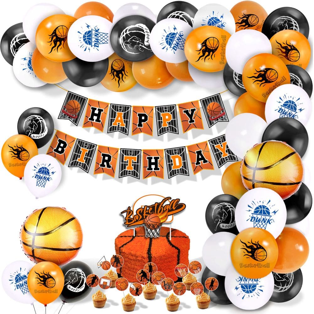 Conjunto de decorações de festa de aniversário com tema de basquete, 52 unidades