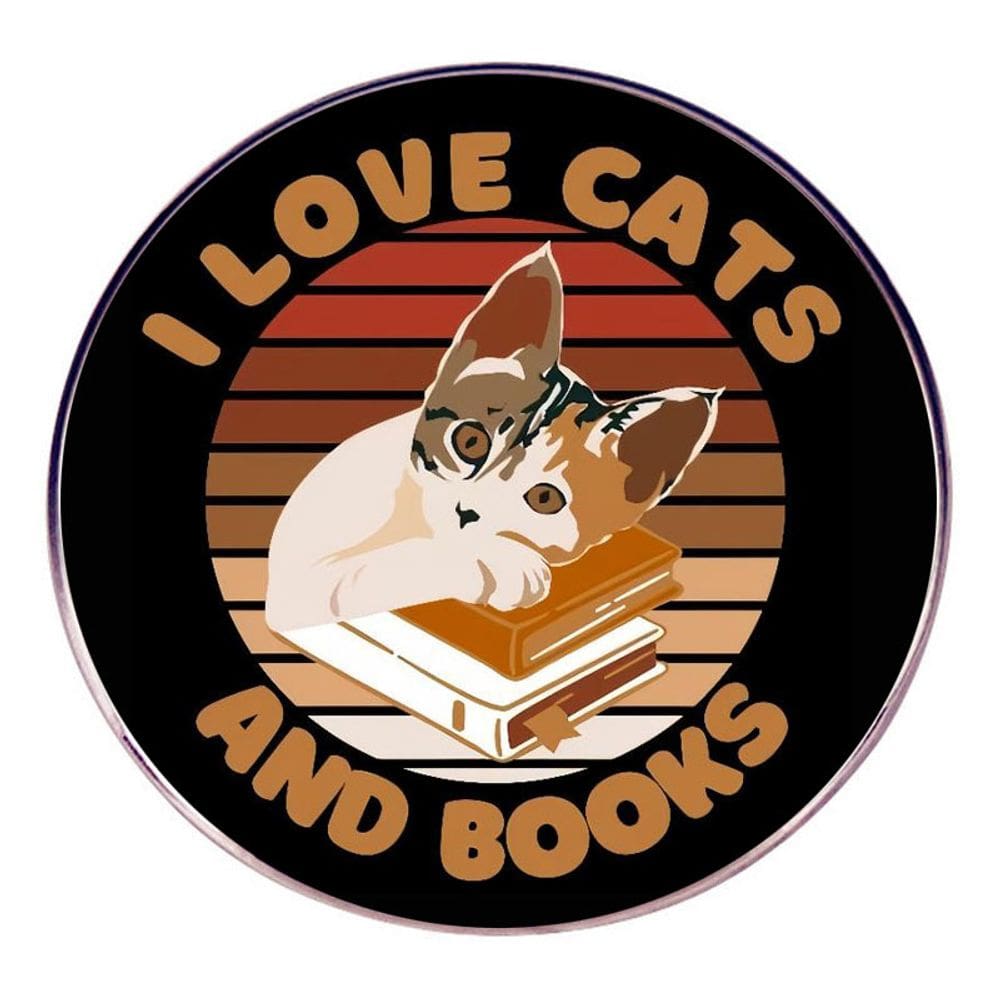 Alfinetes de broche, alfinetes de blusa, distintivo I Love Cats Books