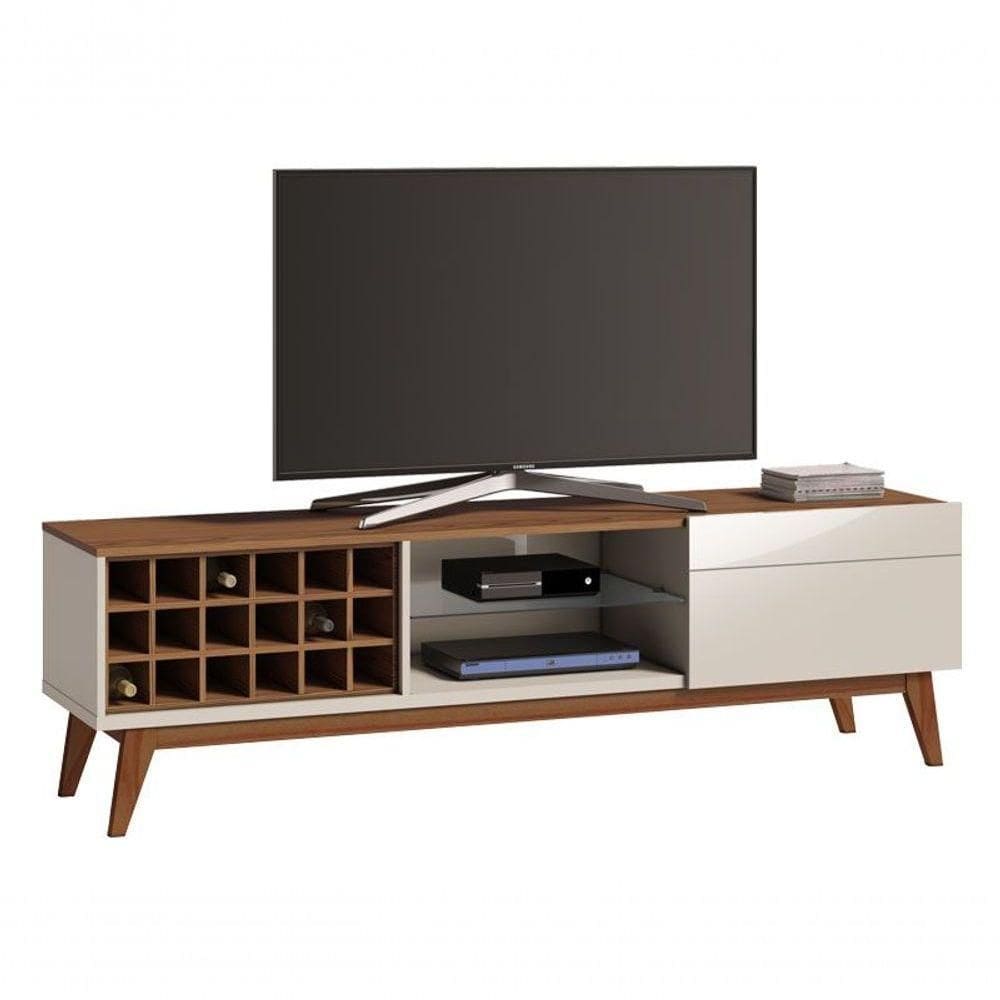 Rack Classic Ad Off White Com Freijó - Imcal Móveis