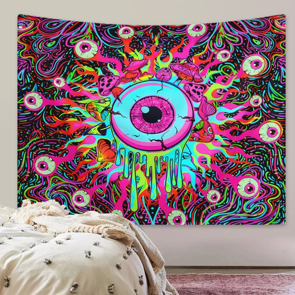 Mandala psicodélica de tapeçaria para pendurar na parede 150cm x 130cm