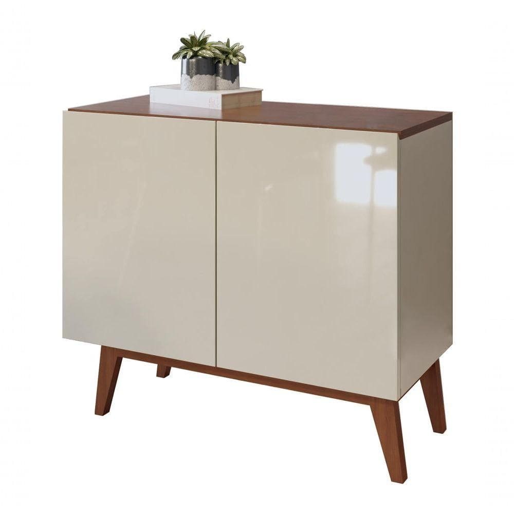 Buffet Aparador Ares 2 Portas Off White Com Freijó - Moveisaqui