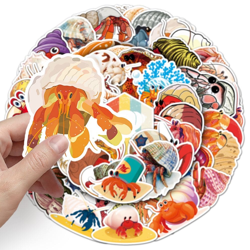 Pacote de adesivos Hermit Crab Ocean Animal Vinyl 50 unidades