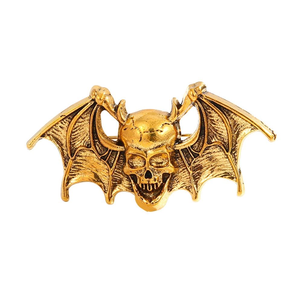 Broche Pins Gothic Bat Skull Vintage Gold Alloy Lape