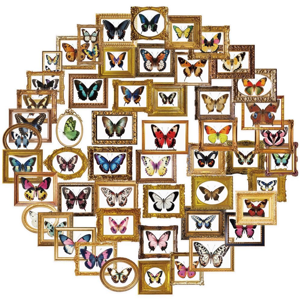 Adesivos Retro Butterfly Aesthetic Vinyl Decalques 52 unidades