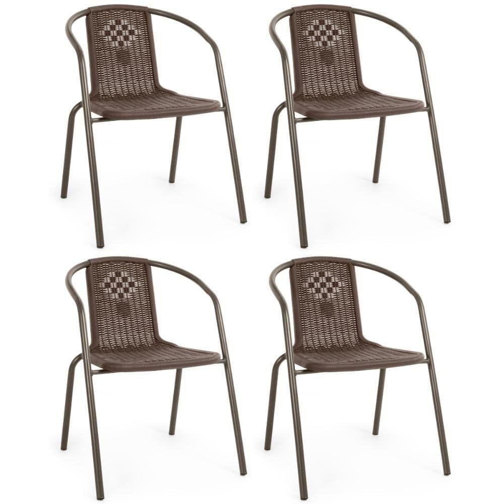 Kit 4 Cadeiras Com Braço Indaiá Em Polipropileno - Marrom