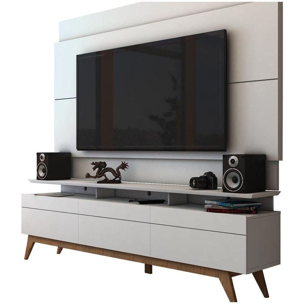 Rack Com Painel Para Tv 55 Polegadas Branco Classic +3g - Imcal Móveis