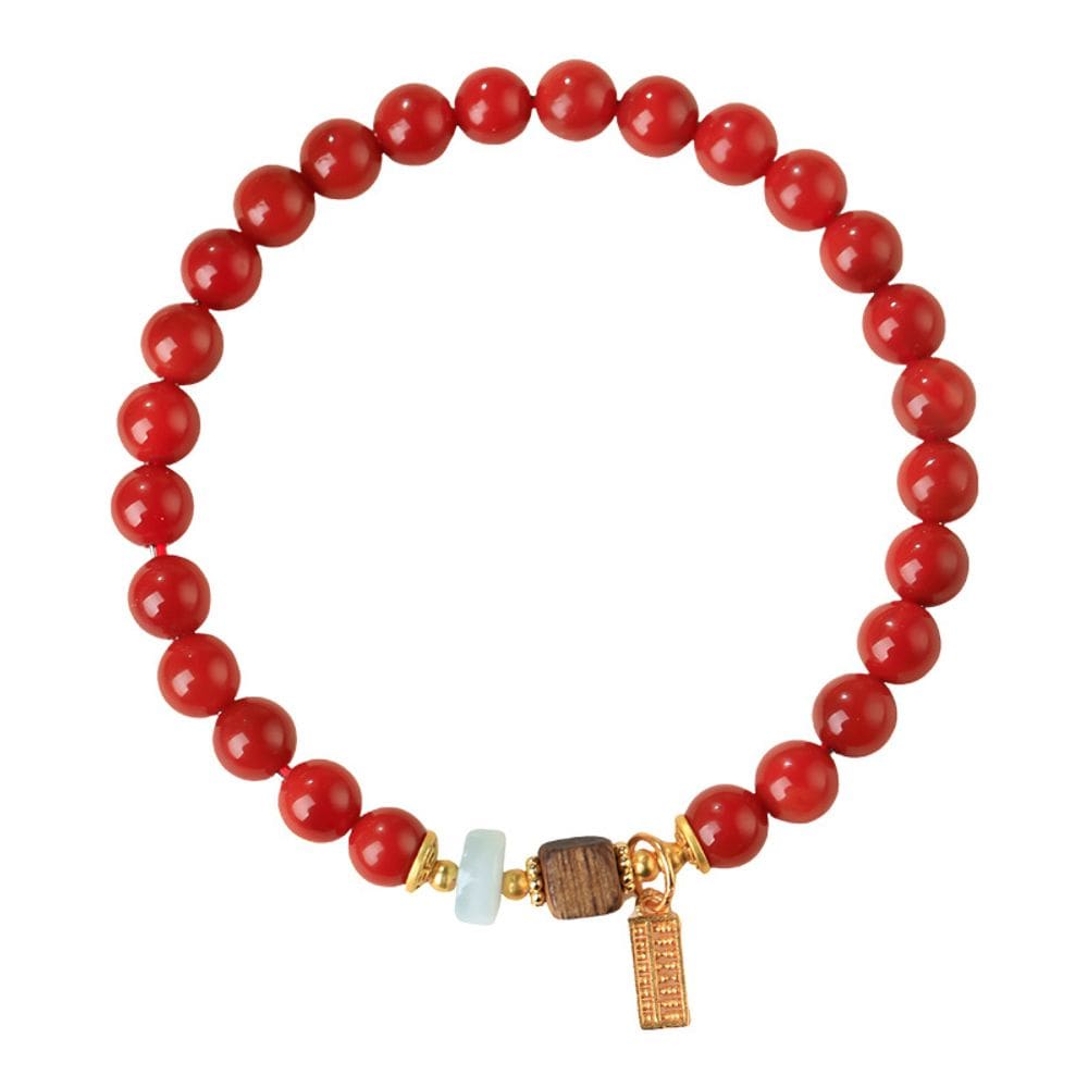 Pulseira natural de ágata vermelha do sul para mulheres, miçangas de 6 mm