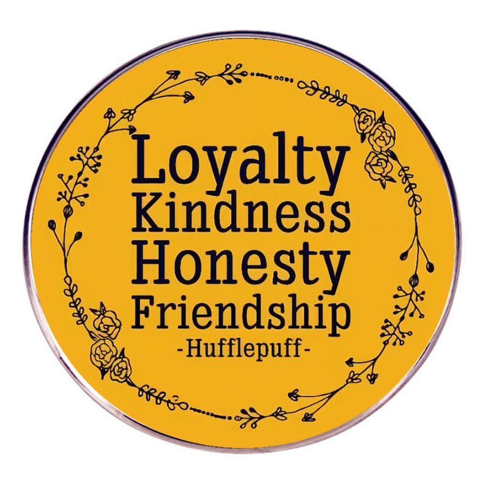 Broche redondo, amarelo, esmalte, liga, lealdade, gentileza, honestidade