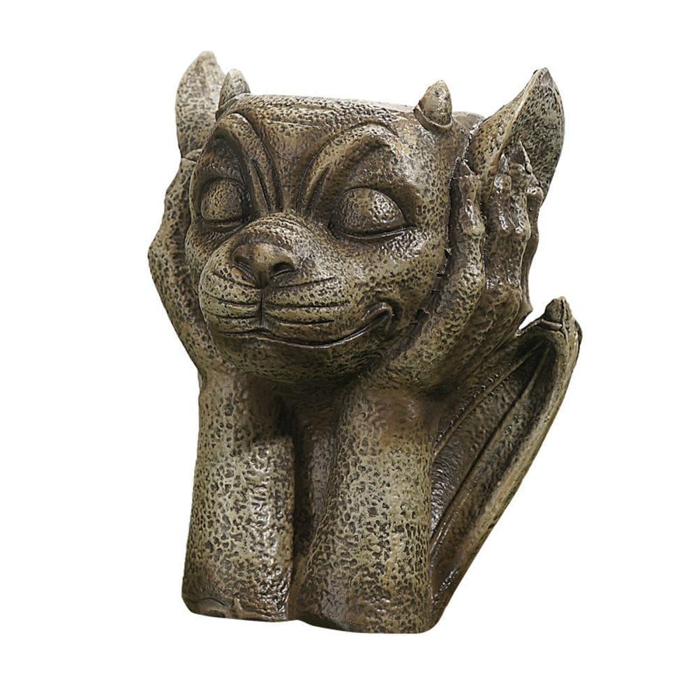 Escultura de demônio em resina de gárgula gótica em vaso de flores 400g 20cm