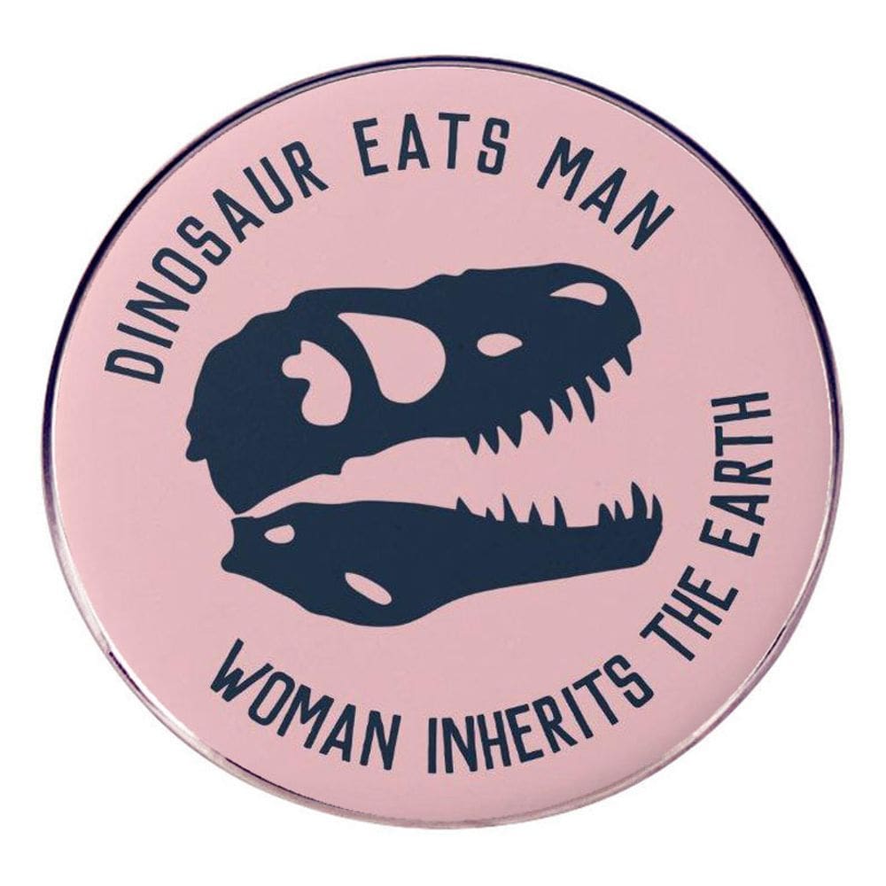 Broche Dinosaur Eats Man Humorous Round Badge Skull F Alloy