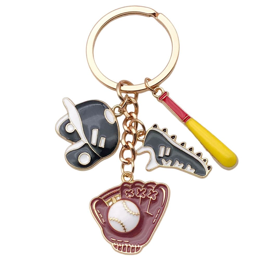 Chaveiro, desenho animado, esporte, luva de beisebol, bastão, sapatos