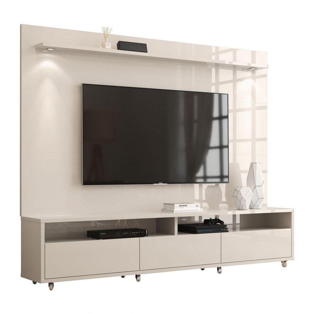 Rack Com Painel Aspen Off White - Moveisaqui