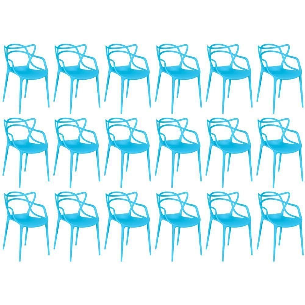 Kit 18 Cadeiras De Jantar Allegra Design Empilhável - Azul