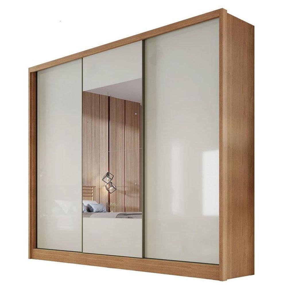 Guarda Roupa Casal Medelim 3 Portas 6 Gavetas Cumaru 25 Fendi Com Espelho - Horizonte