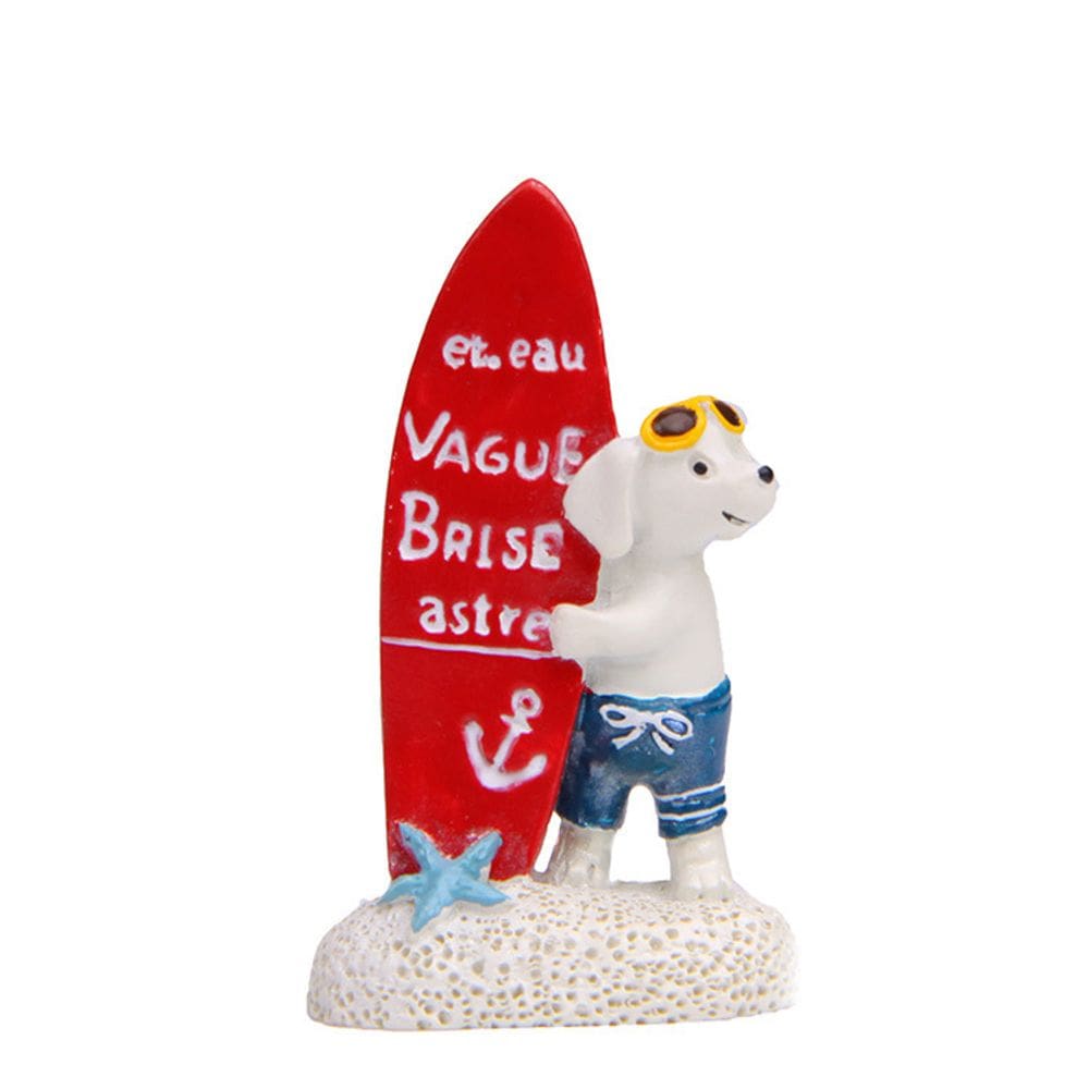 Estatueta Creative Resin Surfing Dog, escultura 3D de desenho animado