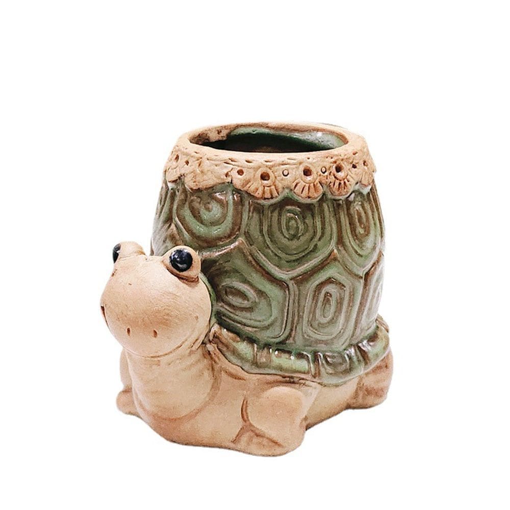 Design de tartaruga de cerâmica em vaso de flores para suculentas 9x5,5x7cm