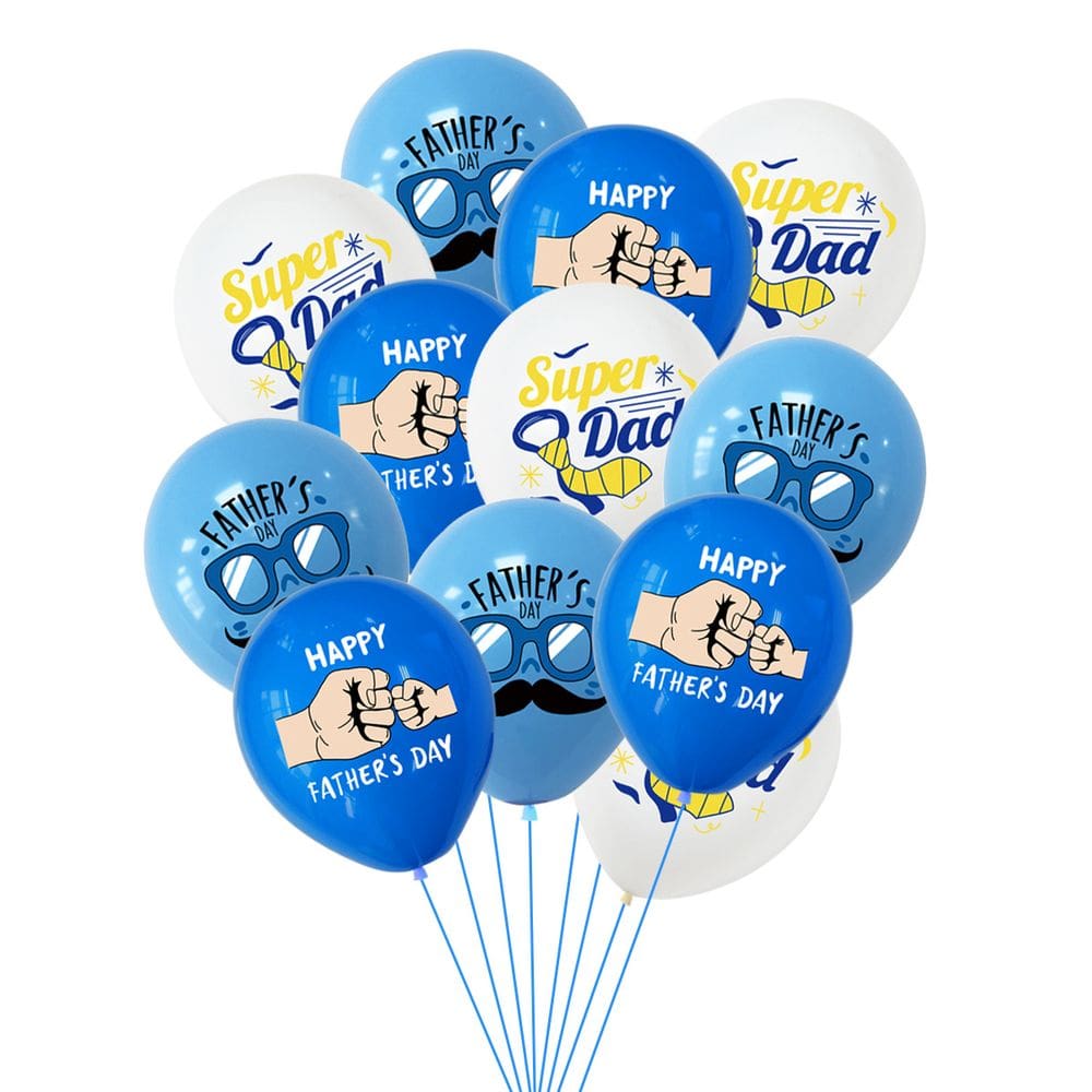 Conjunto de balões para o Dia dos Pais, 12 unidades de látex azul, branco, 30 cm