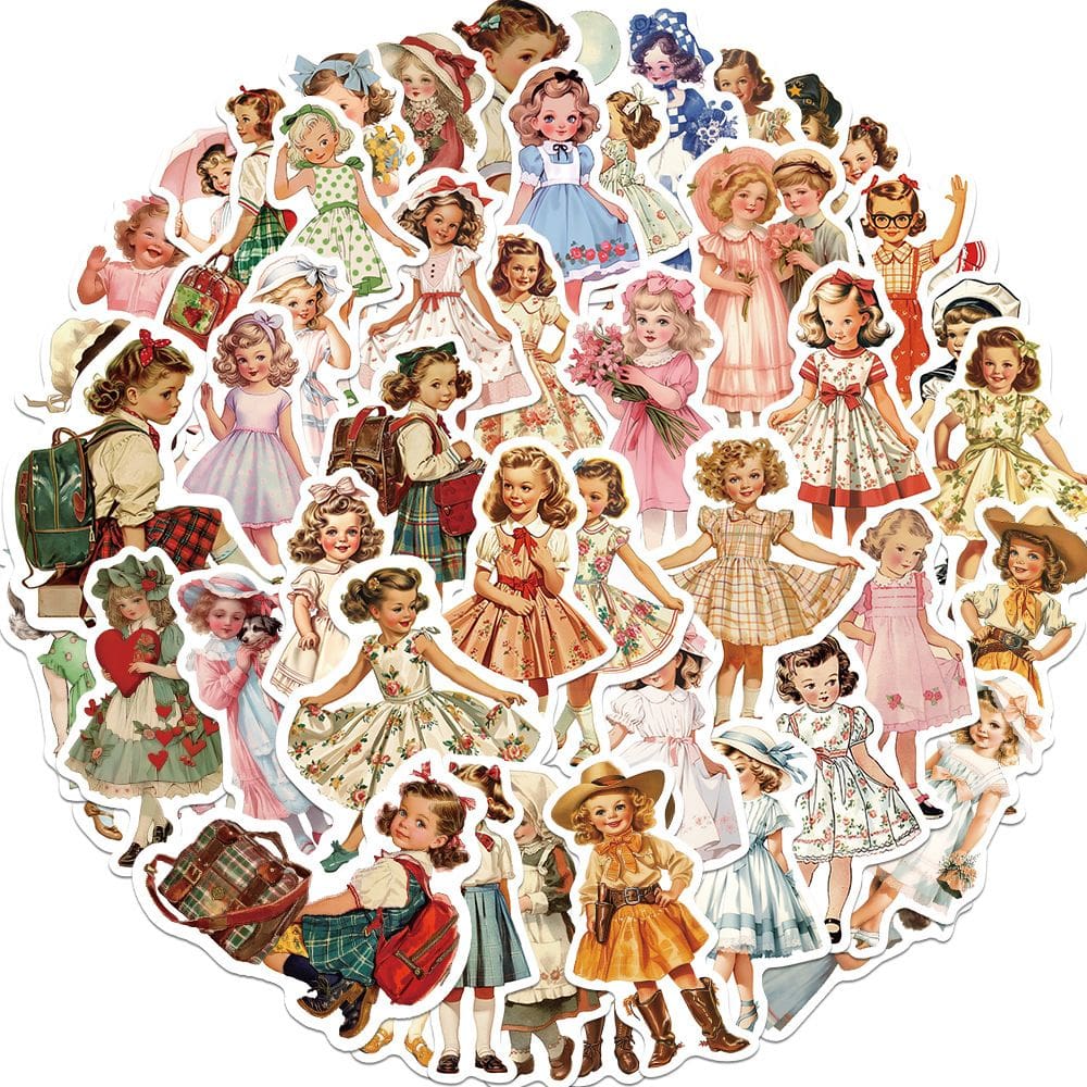 Pacote de adesivos Childhood Lolita Theme, 50 unidades de vinil impermeável