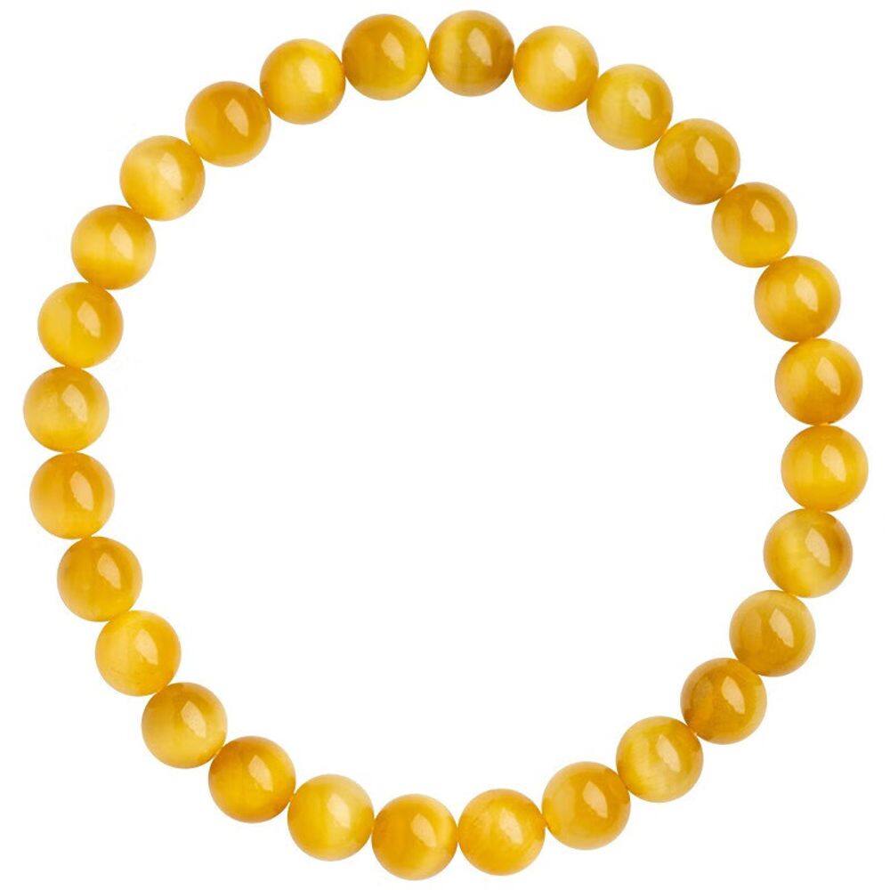 Pulseira de olho de tigre amarelo natural para mulheres, miçangas redondas de 6 mm