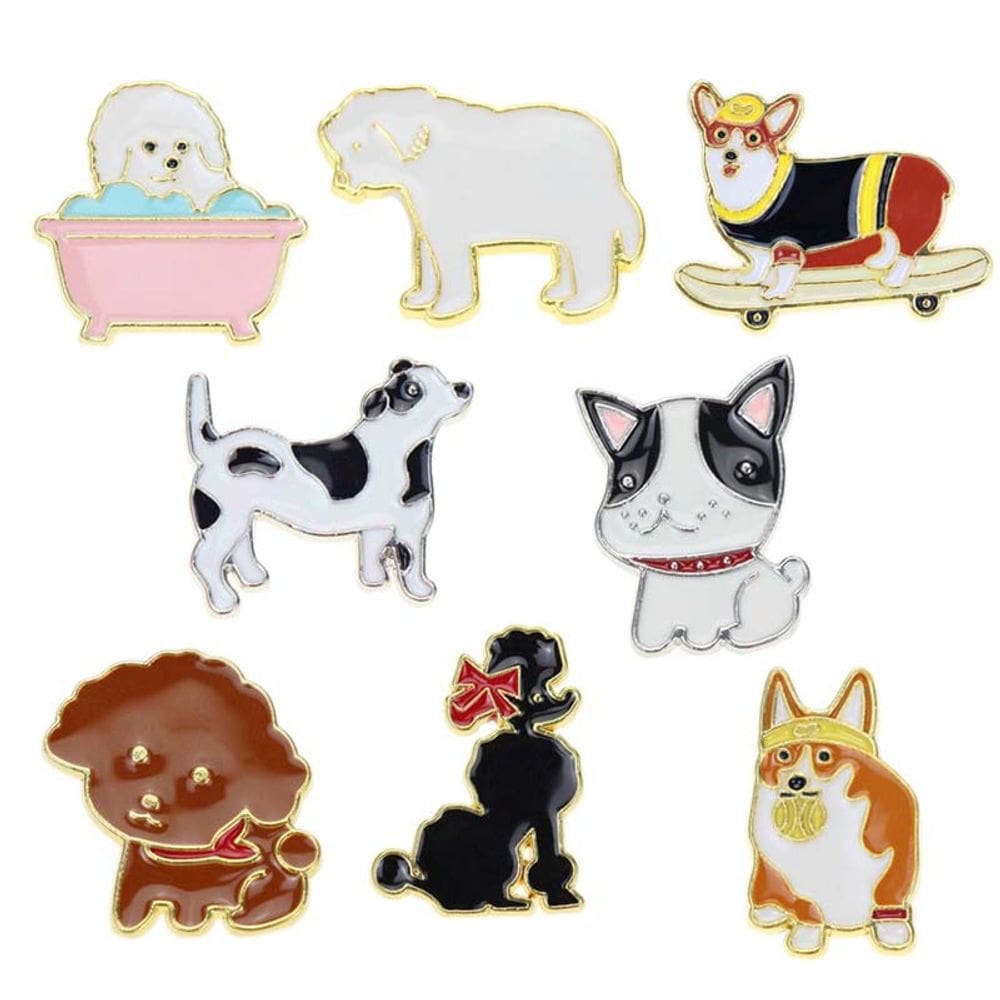 Conjunto de broches Cute Dog Cartoon Puppy Animal Alloy