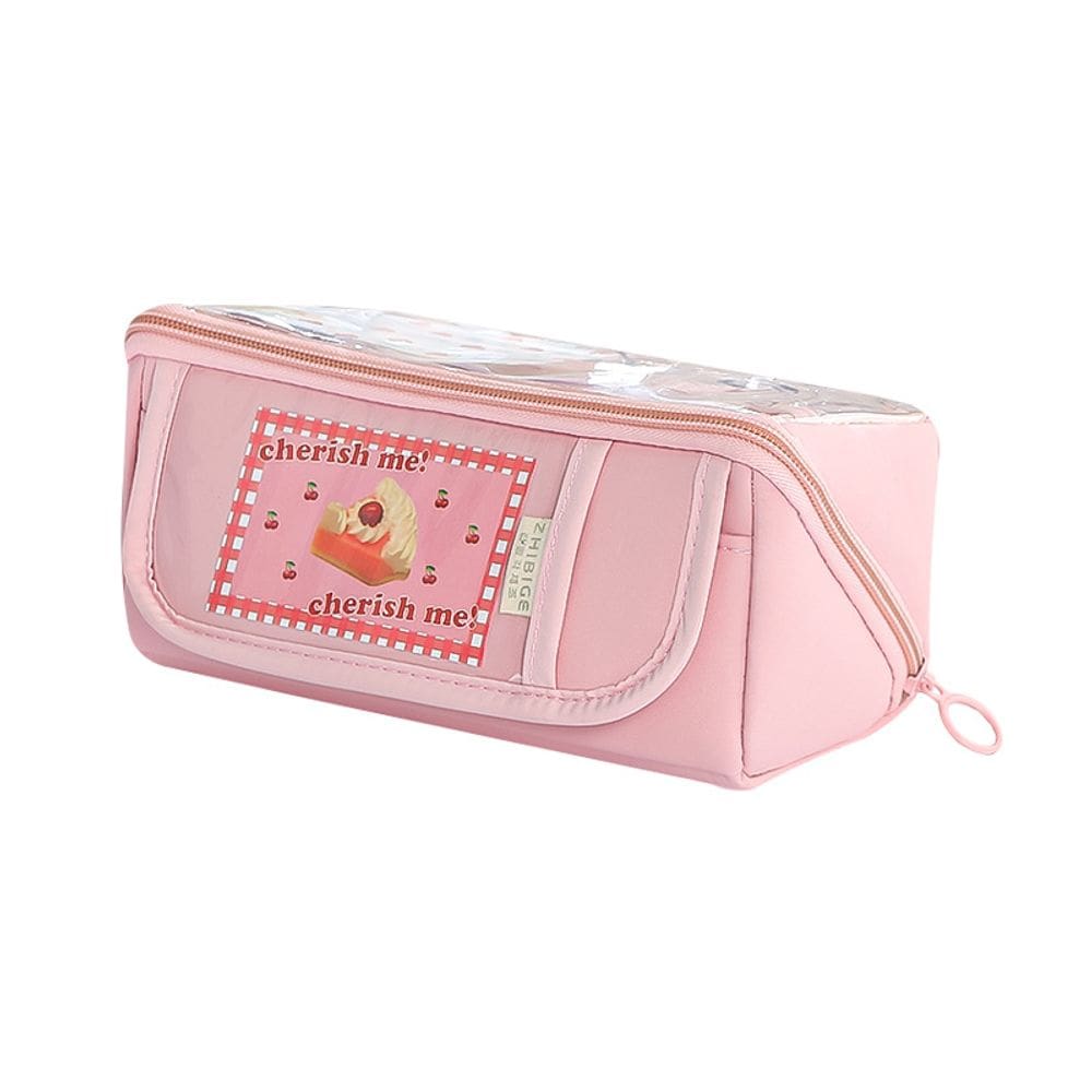 Estojo de lápis Generic Cute Pink Cherish Me! com janela transparente
