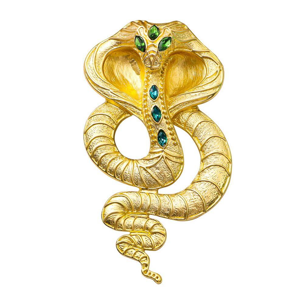 Broche vintage Cobra Snake banhado a ouro com detalhes em cristal