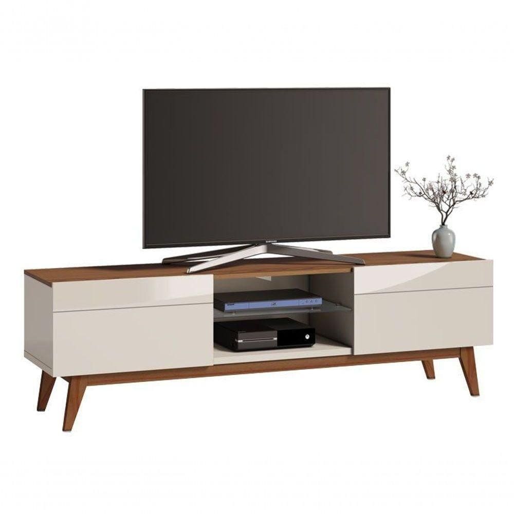 Rack Classic 2g Off White Com Freijó - Imcal Móveis