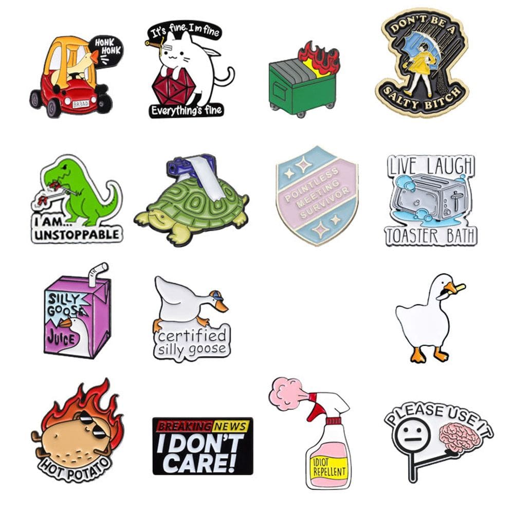 Conjunto de broches Funny Cartoon Creative Goose Dinosaur 16 unidades