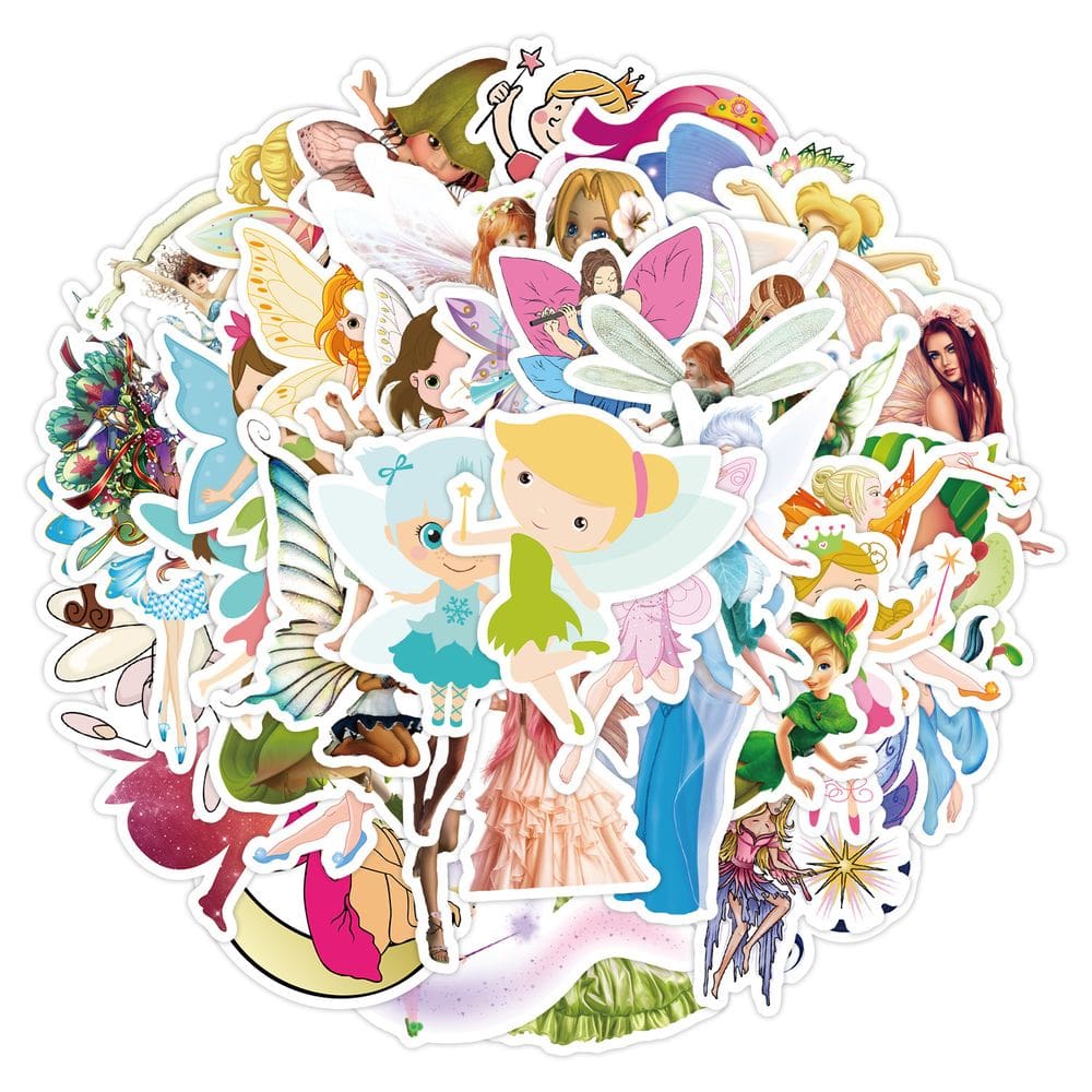 Pacote de adesivos Cute Fairy Girl Cartoon Winged Decalks x50