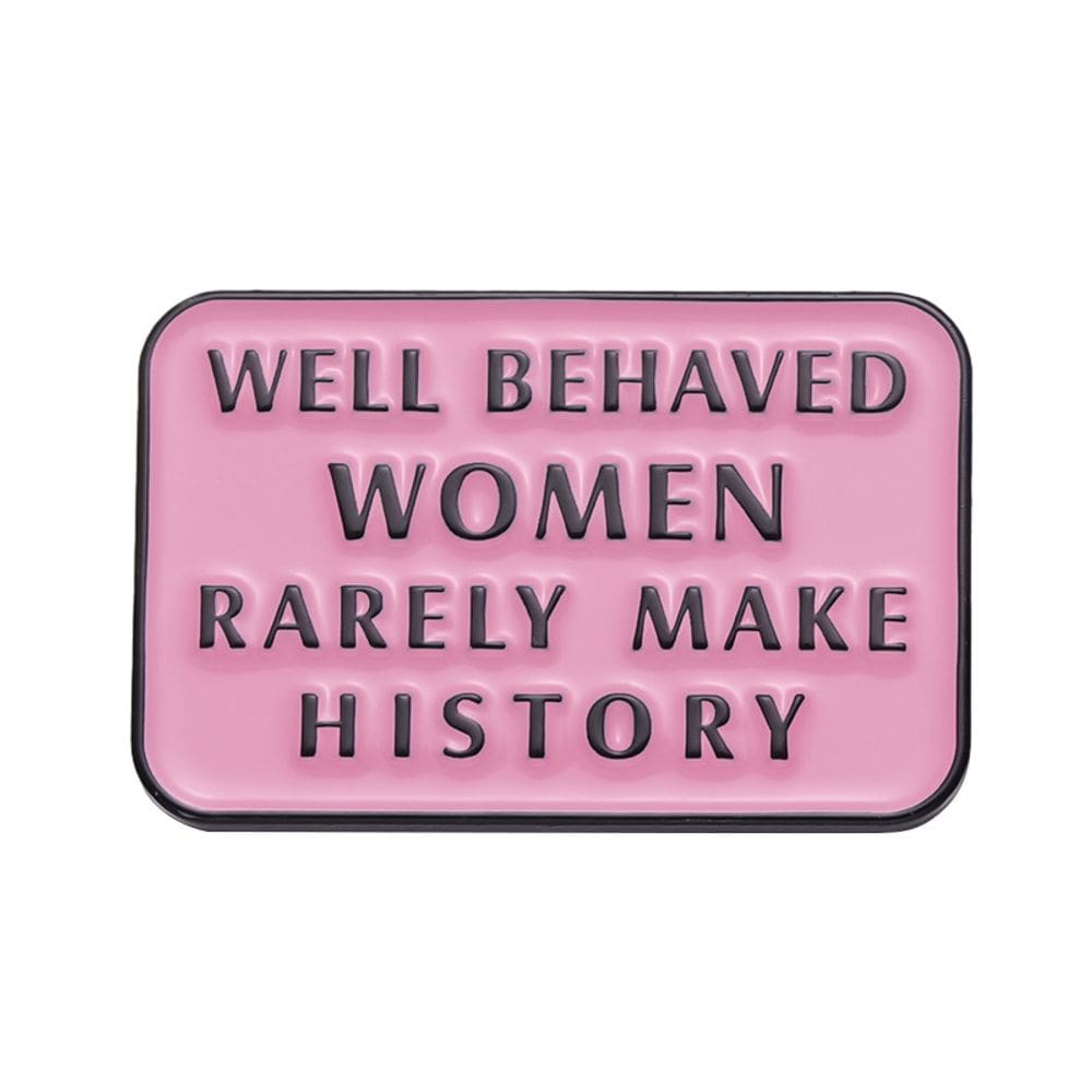 Broche Pin Women Empowerment Retangular em Liga Rosa de 6 cm