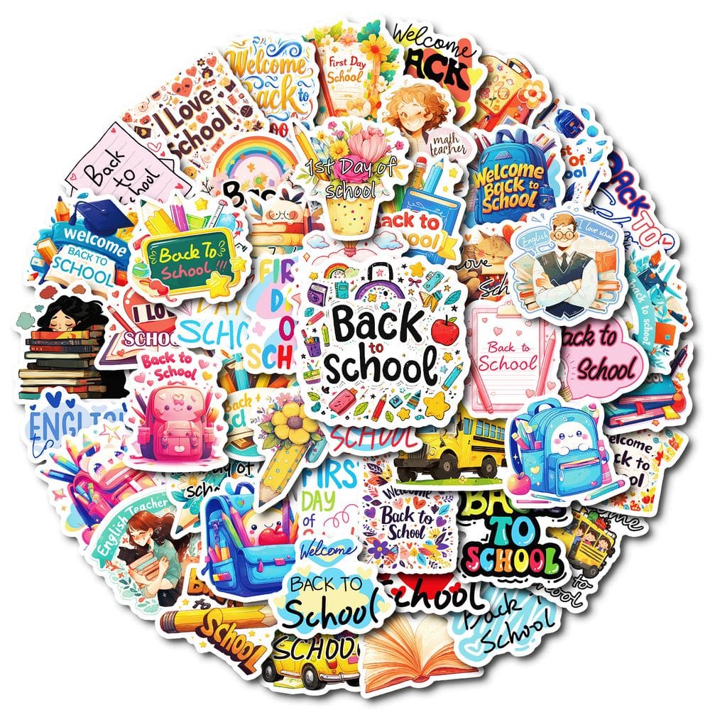 Pacote de adesivos Back to School, 50 unidades de vinil impermeável durável