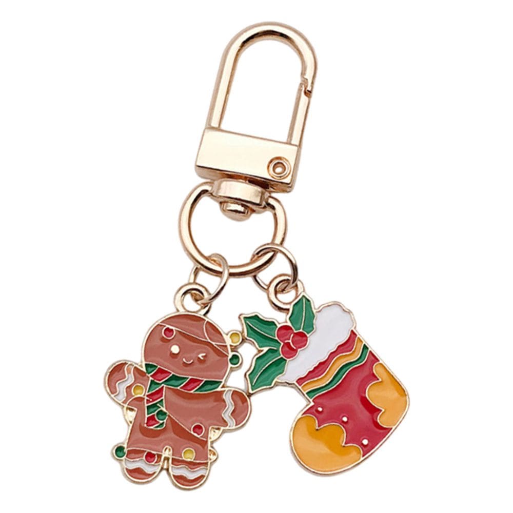 Chaveiro esmaltado Gingerbread Man and Stocking Festive Metal