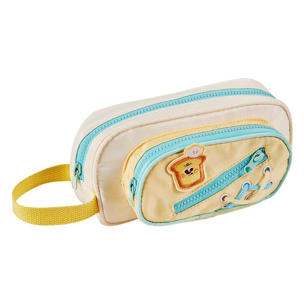 Estojo de lápis, lindo tecido Oxford com design de pão de grande capacidade