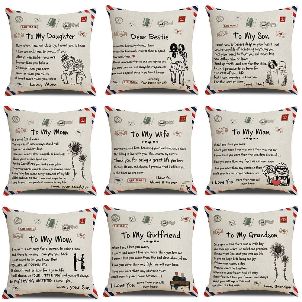 Conjunto de capas de almofada com 9 citações inspiradoras decorativas de linho