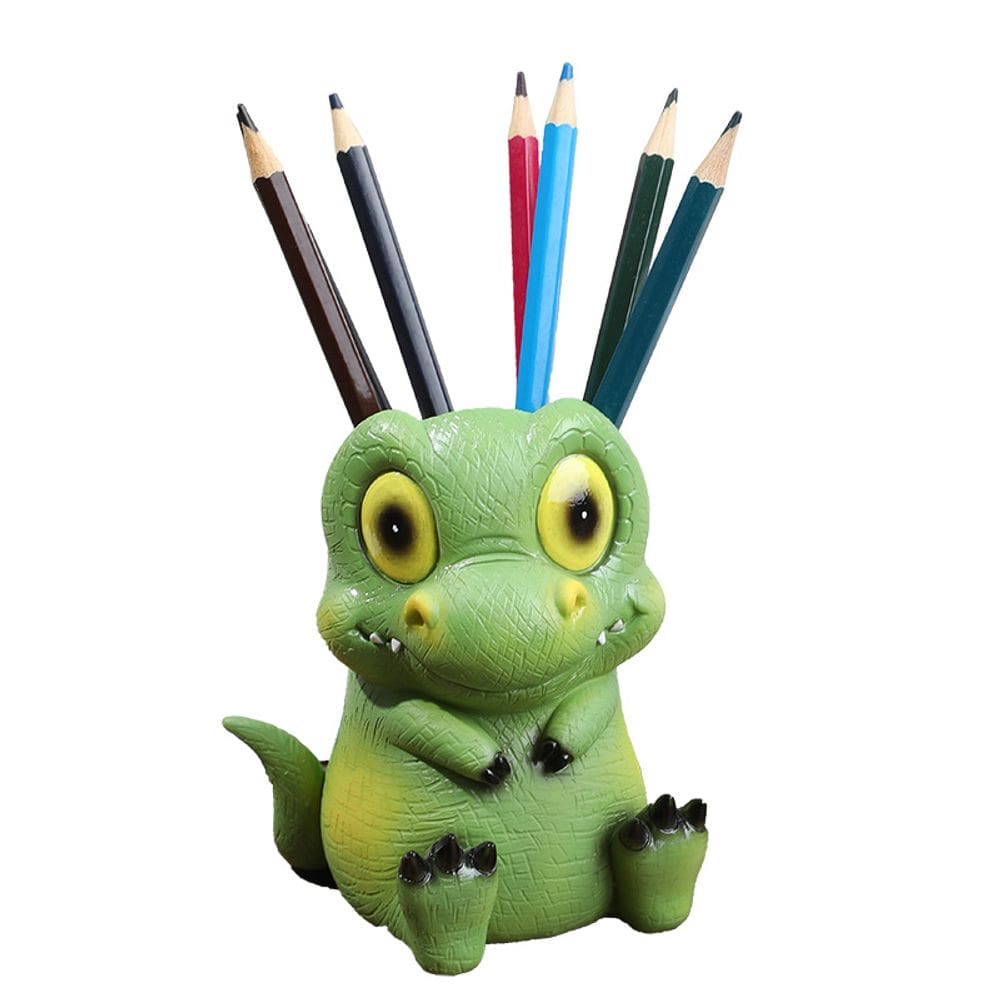 Porta-canetas Cute Dinosaur Resin Desktop Green Cartoon Style