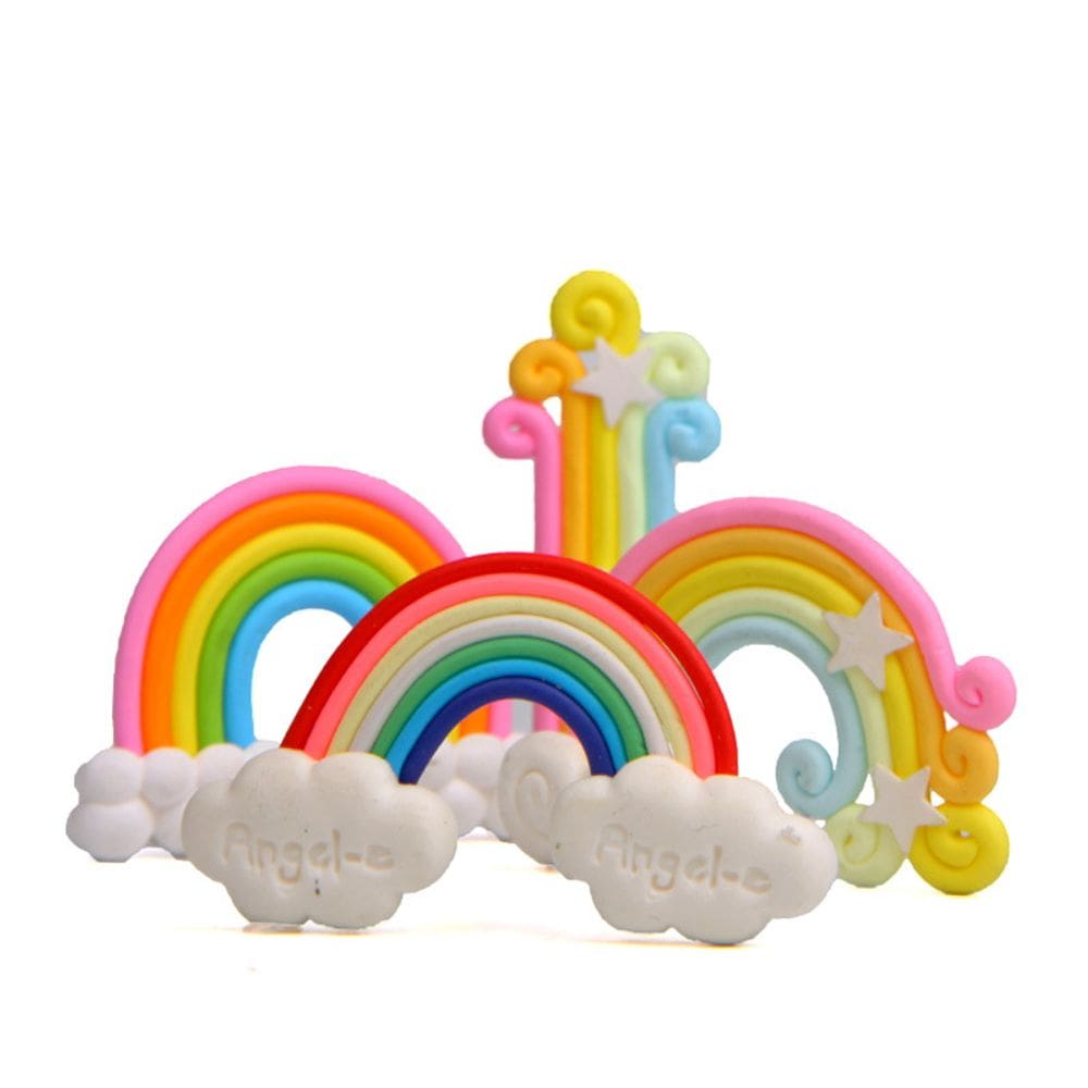 Conjunto de ornamentos para decoração de jardim Rainbow Cloud Polymer Clay