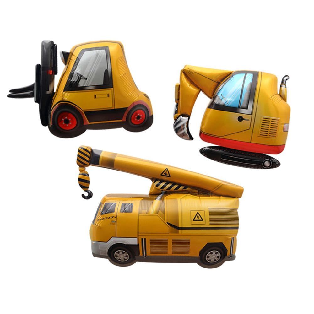 Conjunto de balões, veículo de construção, folha 3D, 3 peças para festa infantil