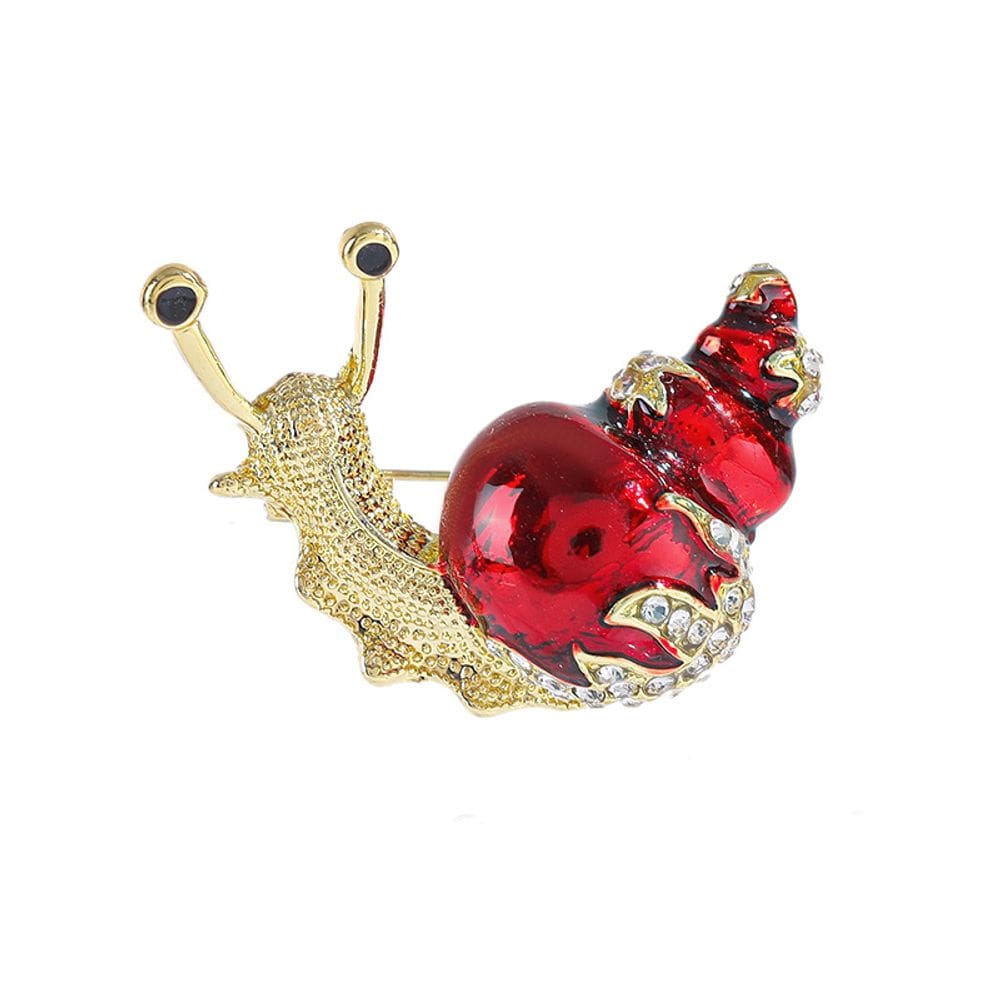 Broche vintage esmaltado em forma de caracol com strass para roupas