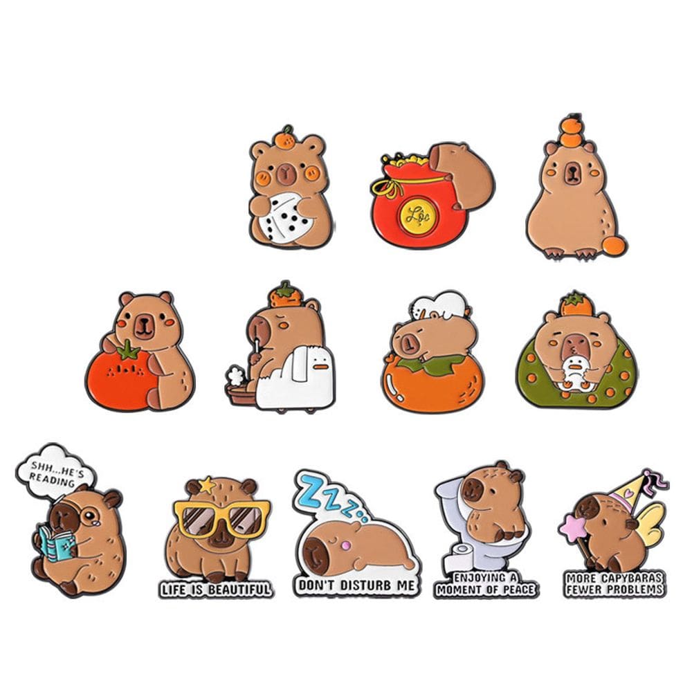 Conjunto de broches Capivara Cartoon Animal Lapel Pin Bad