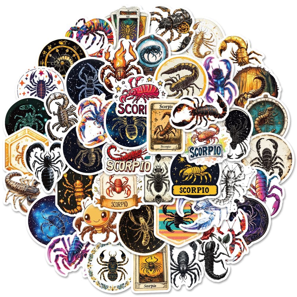 Adesivos, decalques de vinil Scorpio, 50 unidades à prova d`água para personalizar