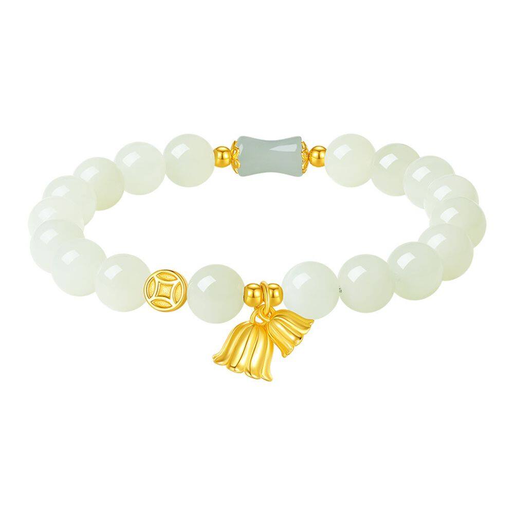 Pulseira de jade de nefrite natural para mulheres com miçangas de 8 mm