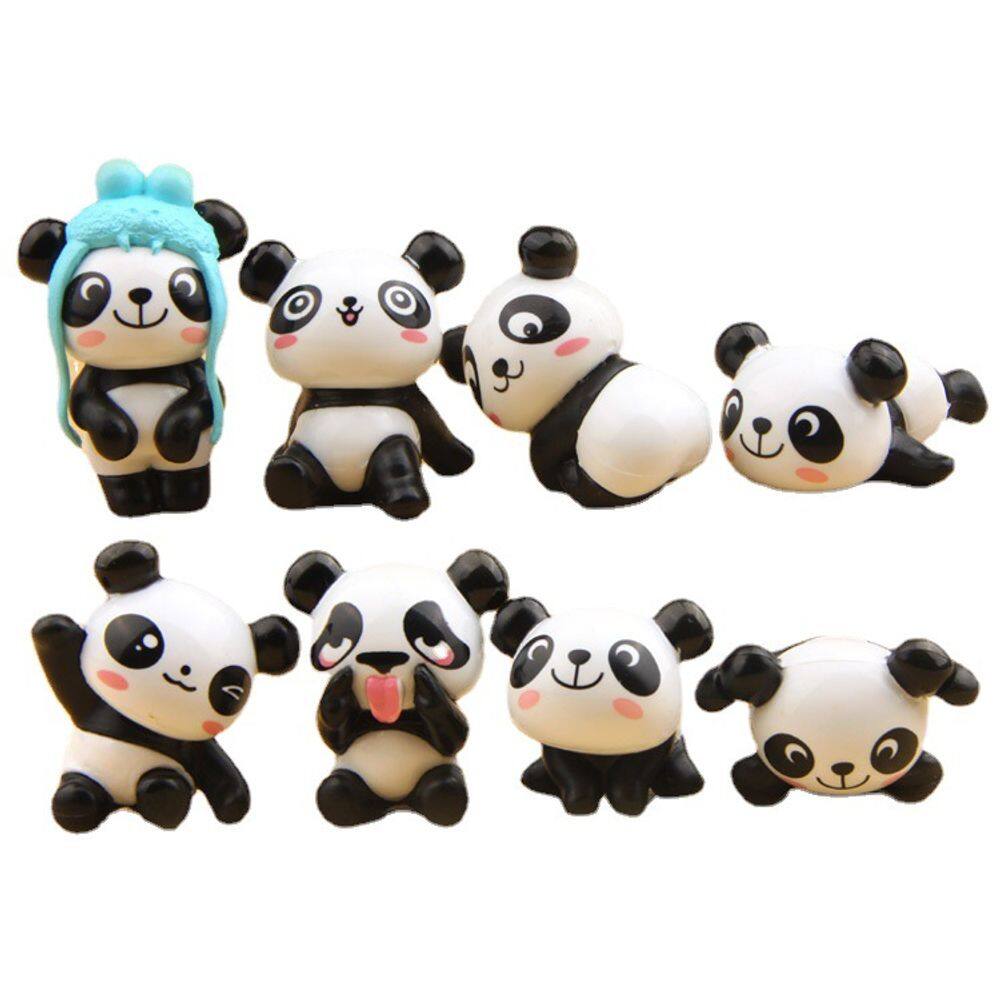 Conjunto de 8 peças para decoração de jardim Panda Figures em PVC 2,5-4,4 cm