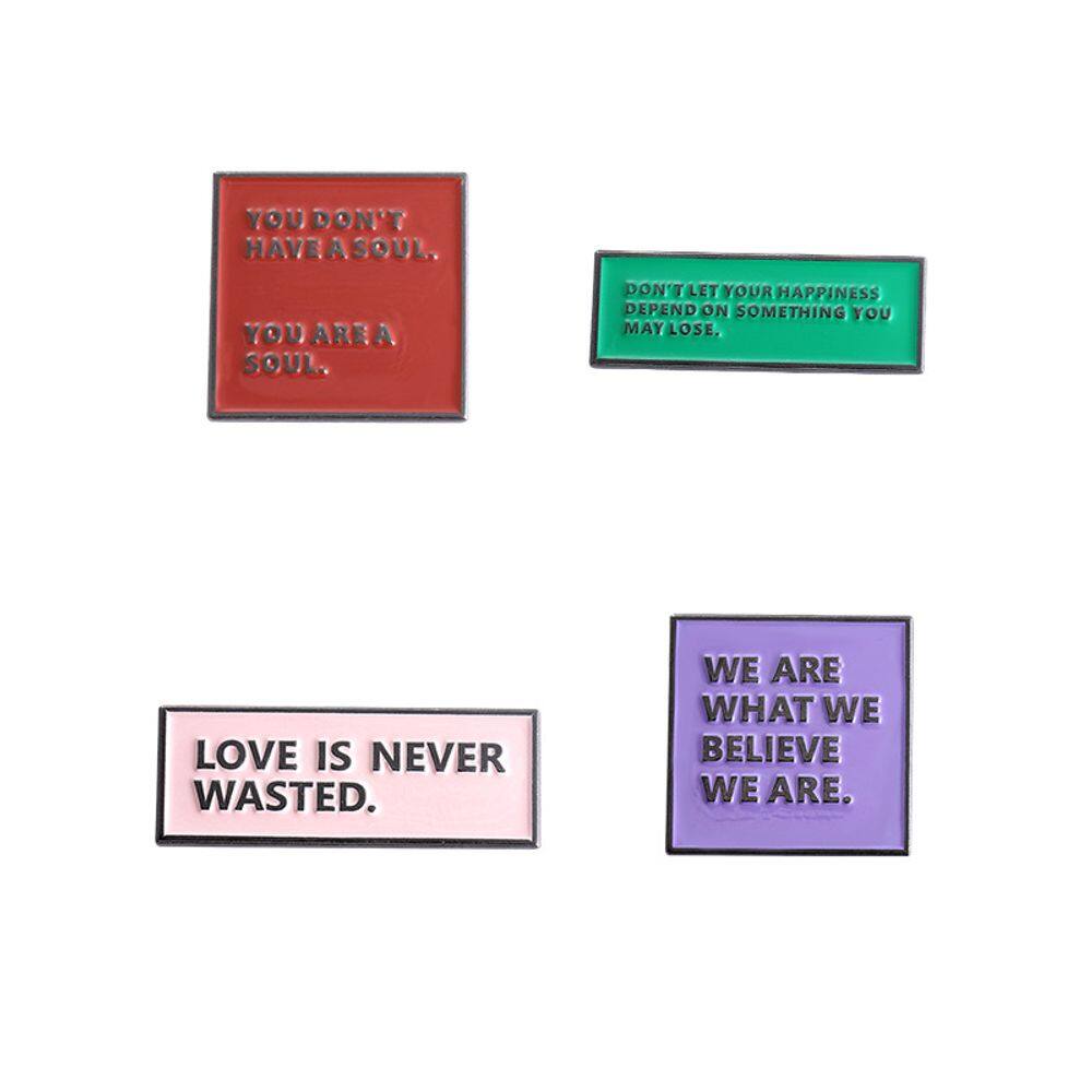 Conjunto de broches Inspirational Quote Alloy x4 - 2,5 cm