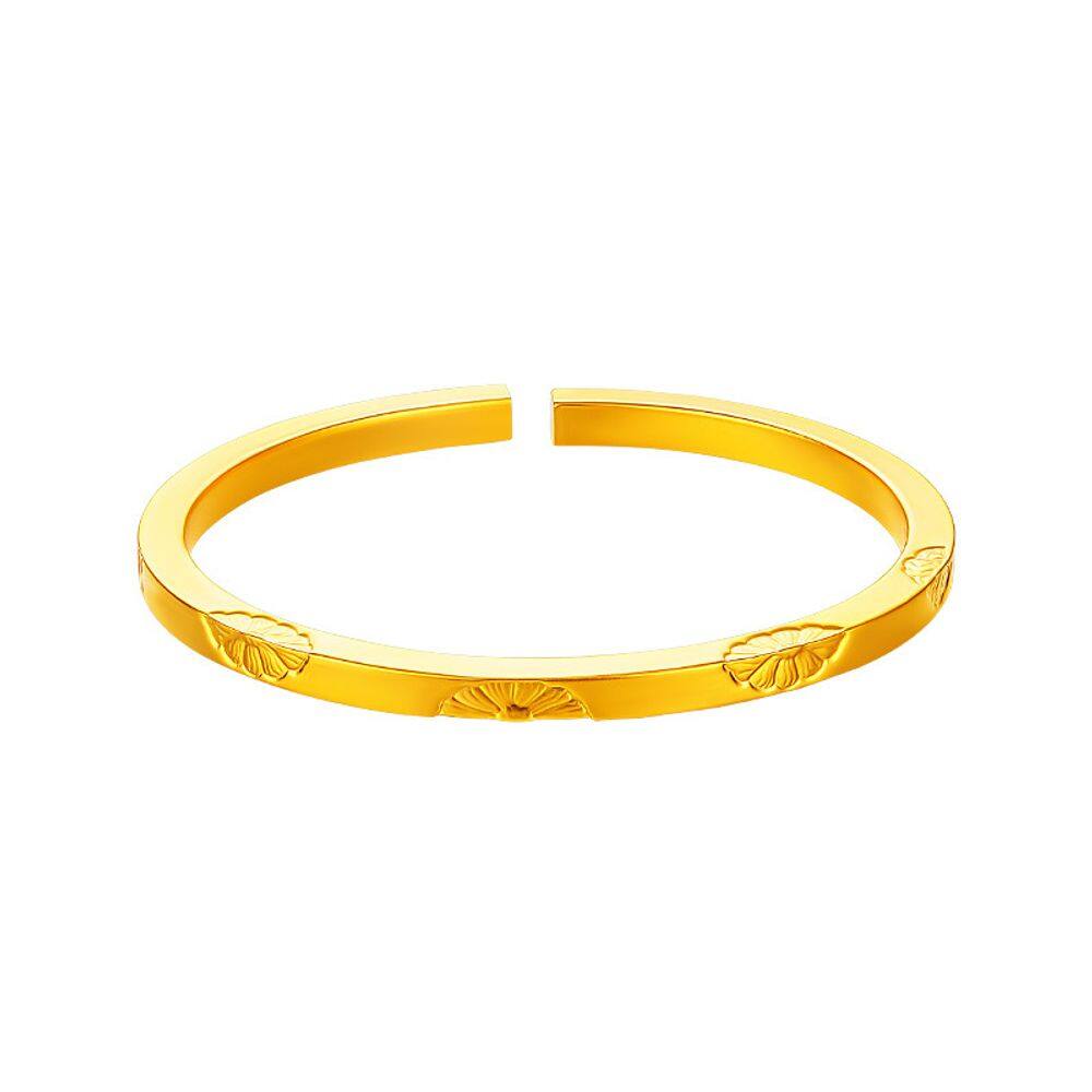 Pulseira Gold Placer Matte Daisy Open Cuff para mulheres