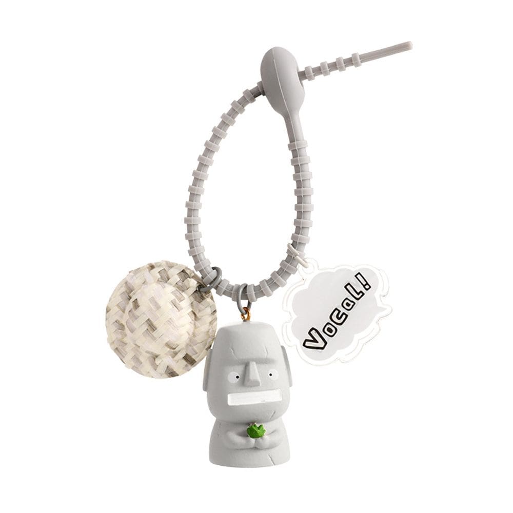 Chaveiro em resina engraçada de estátua de Moai com chaveiro Speech Bubble