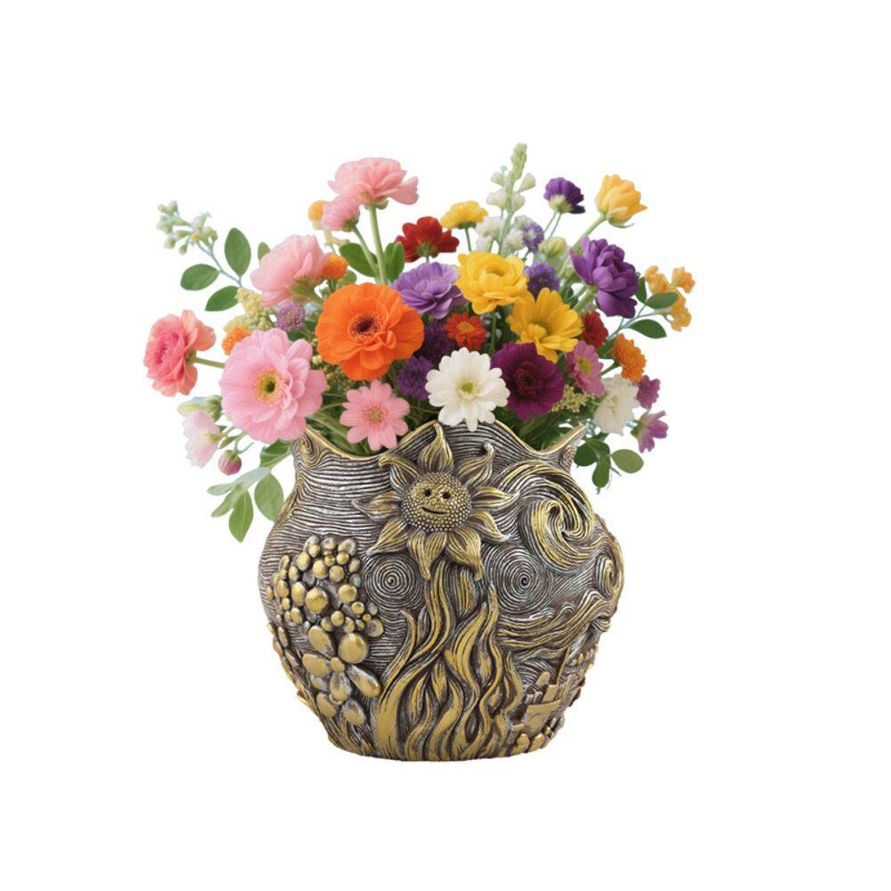 Vaso de flores em resina abstrata em forma de rosto estilo Picasso 610g