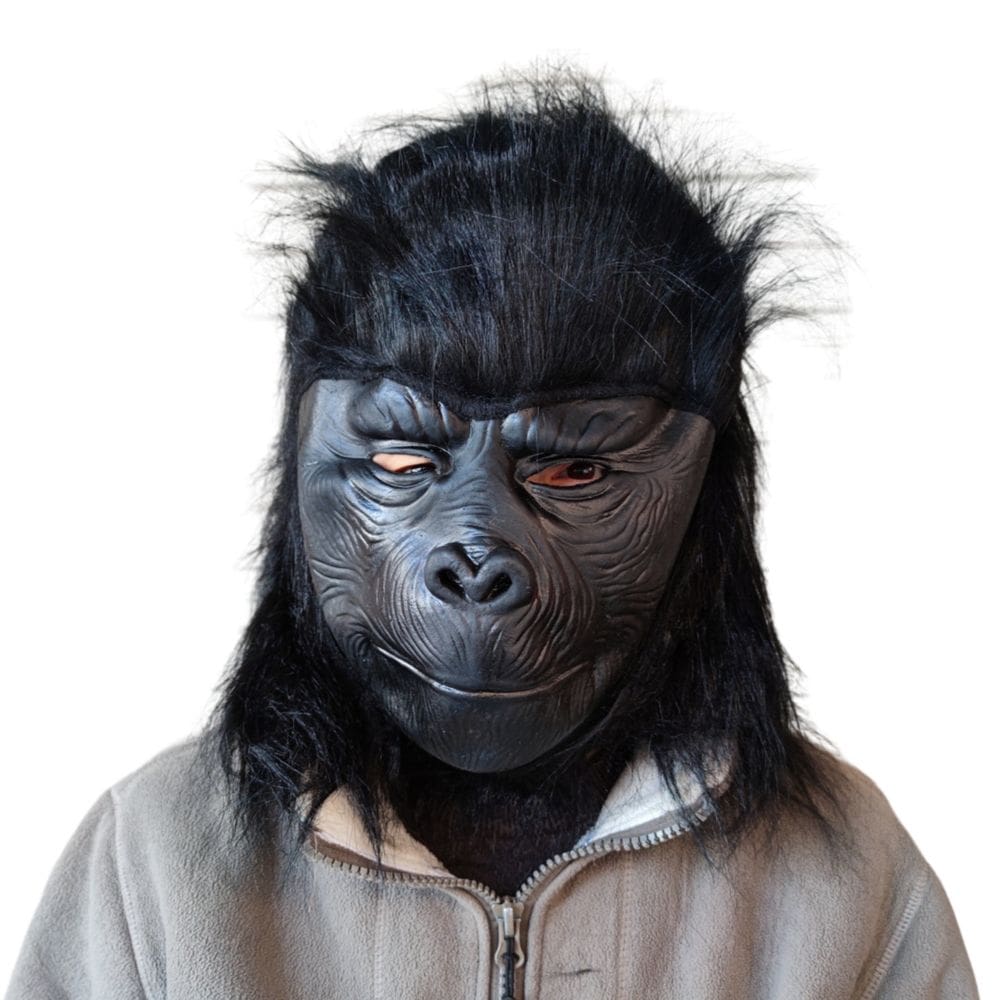 Máscara de gorila, resina realista, animal, pele preta, cosplay de Halloween