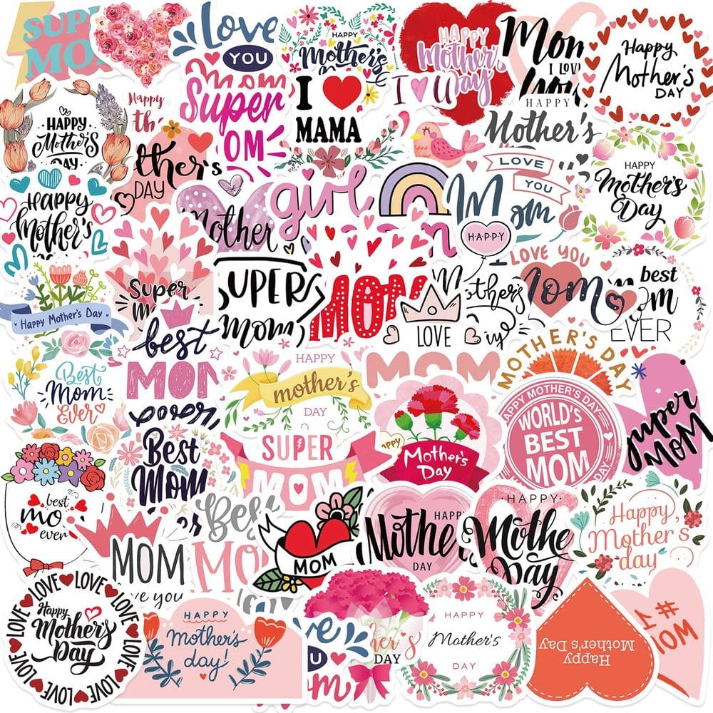Pacote de adesivos Mom Life Love Mom Vinyl 50 unidades