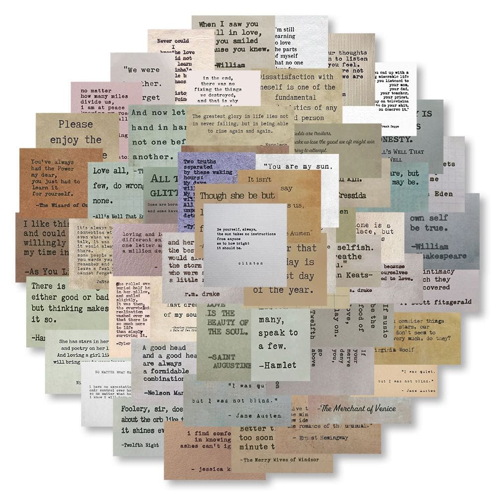 Pacote de adesivos com impressão de jornal vintage retrô, 50 unidades